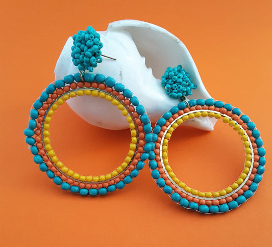 Moonstruck Round Beaded Dangle Earrings for Women (Multicolored) - www.MoonstruckINC.com