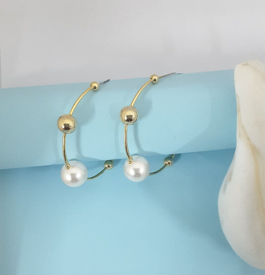 Moonstruck Gold/Golden Pearl Hoop Earrings for Women - www.MoonstruckINC.com