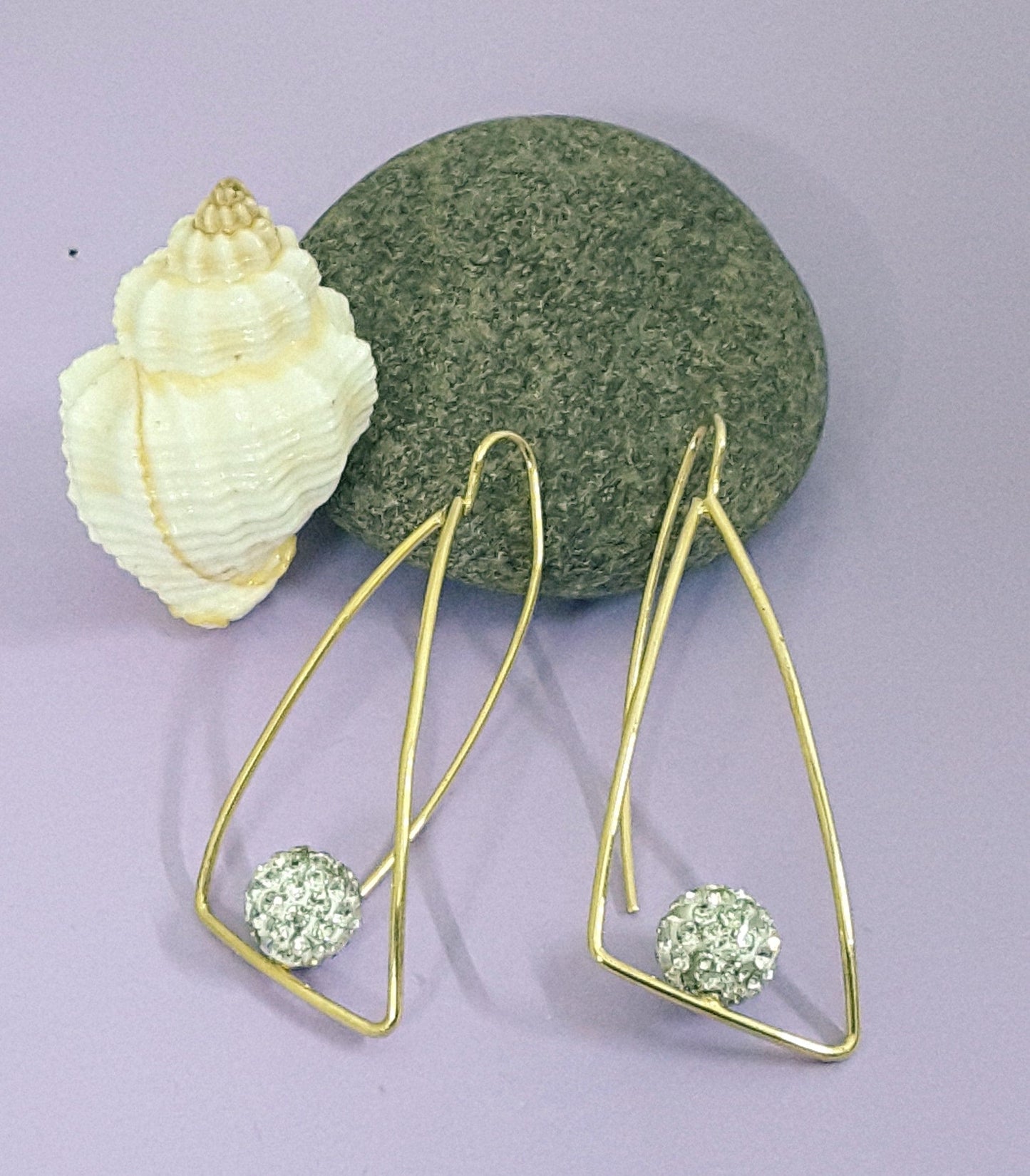 Moonstruck Gold/Golden Dangle Geometric Diamond Studded Earrings for Women - www.MoonstruckINC.com