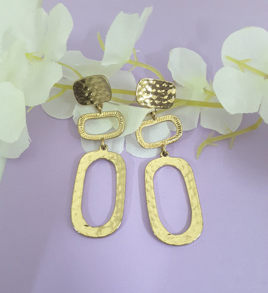 Moonstruck Textured Gold/Golden Dangle Earrings for Women - www.MoonstruckINC.com