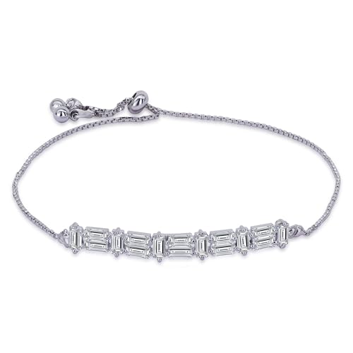 Moonstruck Fashion Jewellery Cubic Zirconia Silver Baguettes Bracelet for Women - Elegant Statement Jewelry for Party, Wedding, Evening Wear, Adjustable Design