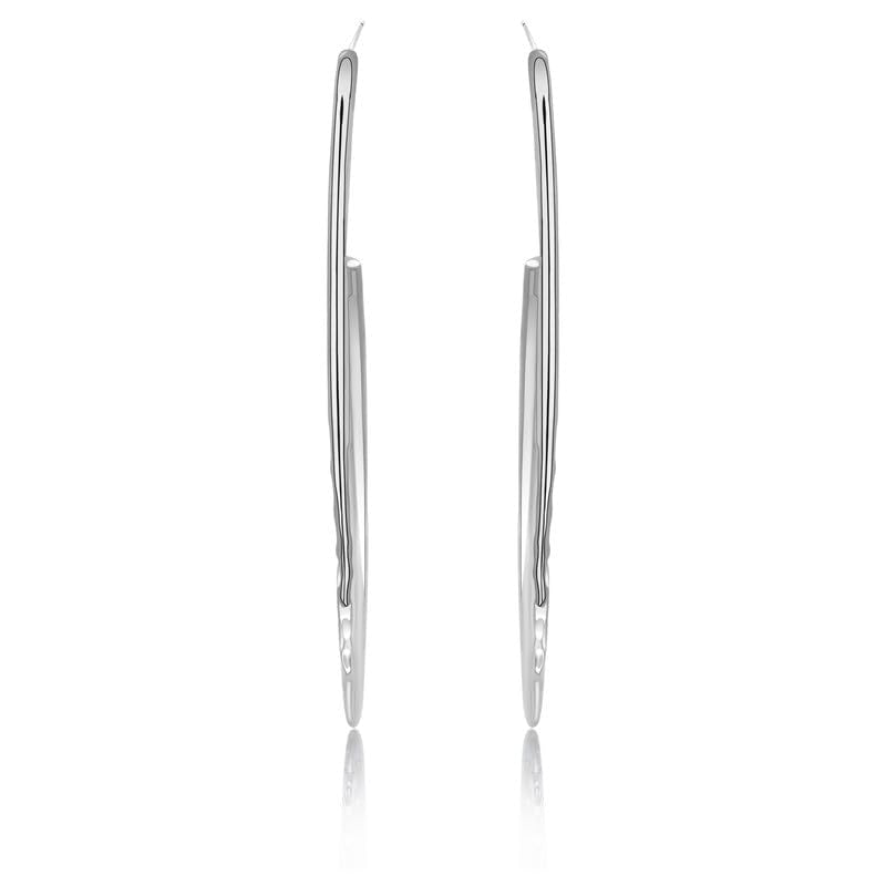 Moonstruck Fashion Jewellery Hammered Textured Slim Hoop Earrings Silver Plated Lightweight Fashion Jewelry Gift Box