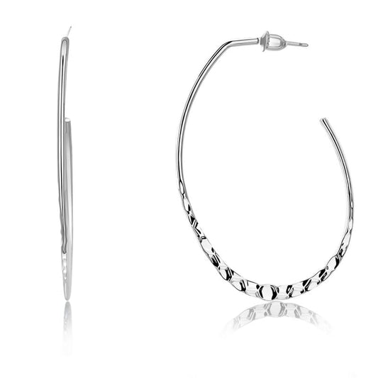 Moonstruck Fashion Jewellery Hammered Textured Slim Hoop Earrings Silver Plated Lightweight Fashion Jewelry Gift Box