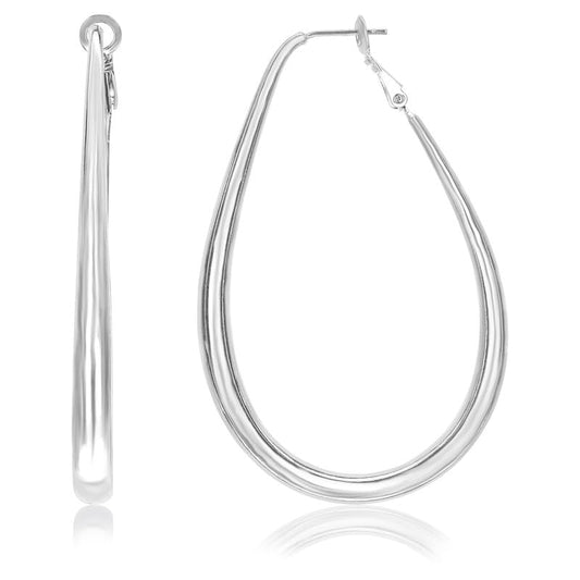Teardrop Hoop Earrings for Women Silver Plated Lightweight Statement Earrings Fashion Jewelry Trendy Minimalist Hoops for Casual, Formal, Party, Work & Gifting