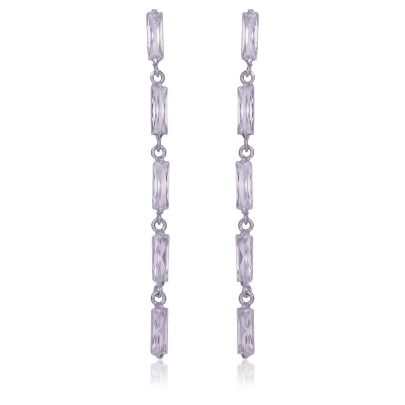Moonstruck Fashion Jewellery Elegant Cubic Zirconia Bar Dangle Earrings for Women - Chic Drop Earrings for Party, Wedding, Evening Wear, Statement Jewelry