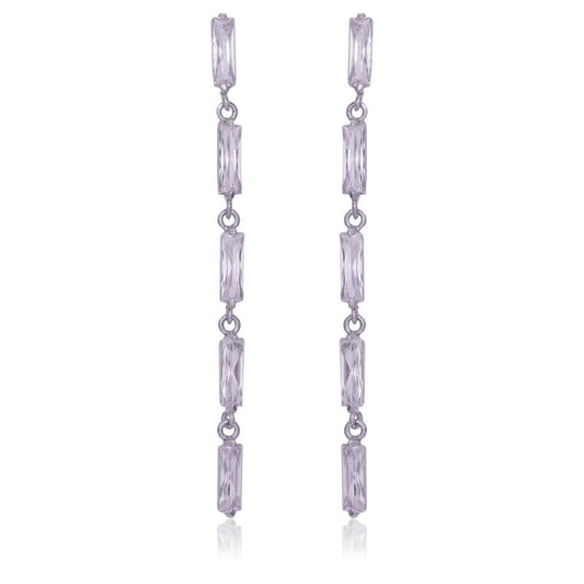 Moonstruck Fashion Jewellery Elegant Cubic Zirconia Bar Dangle Earrings for Women - Chic Drop Earrings for Party, Wedding, Evening Wear, Statement Jewelry