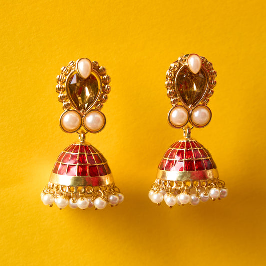 Moonstruck Traditional Non-precious Metal and Pearl Drop & Dangler Earrings for Women, Brown - www.MoonstruckINC.com