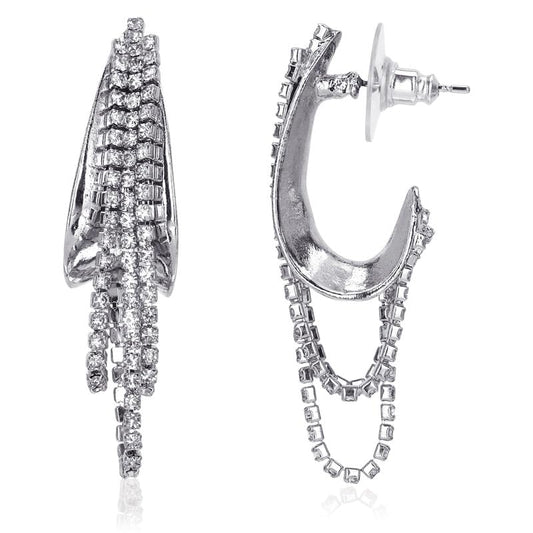 Moonstruck Fashion Jewellery Sterling Silver Dangle Earrings with Cubic Zirconia - Glamorous Statement Earrings for Women, Ideal for Weddings, Parties, Elegant Gifts