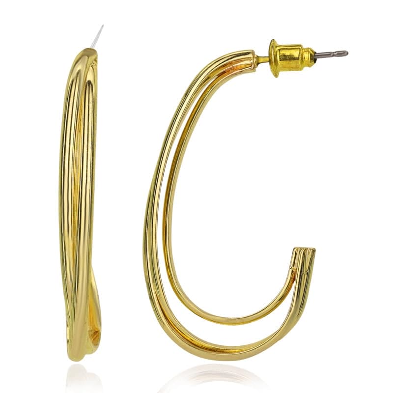 Moonstruck Fashion Jewellery Twisted Gold Hoop Earrings for Women - Elegant Statement Jewelry for Party, Wedding, Evening Wear, Classic Design