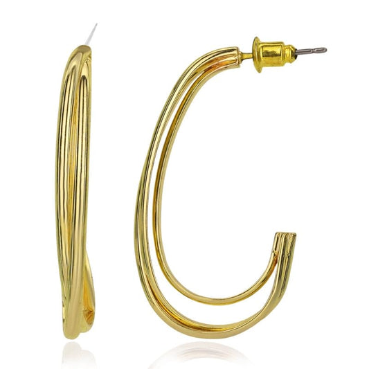 Moonstruck Fashion Jewellery Twisted Gold Hoop Earrings for Women - Elegant Statement Jewelry for Party, Wedding, Evening Wear, Classic Design