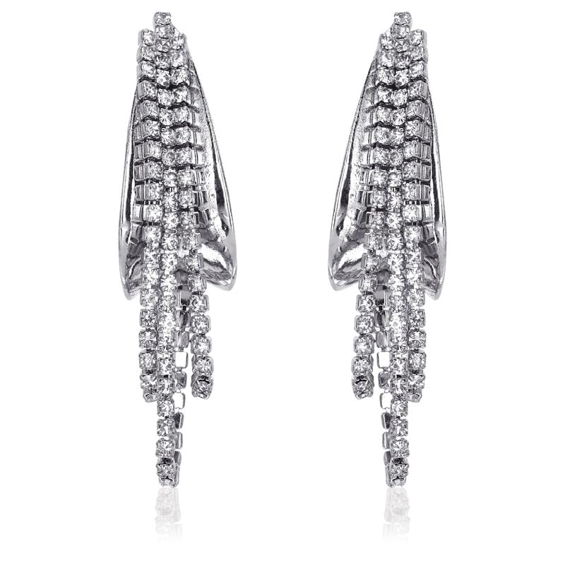 Moonstruck Fashion Jewellery Sterling Silver Dangle Earrings with Cubic Zirconia - Glamorous Statement Earrings for Women, Ideal for Weddings, Parties, Elegant Gifts