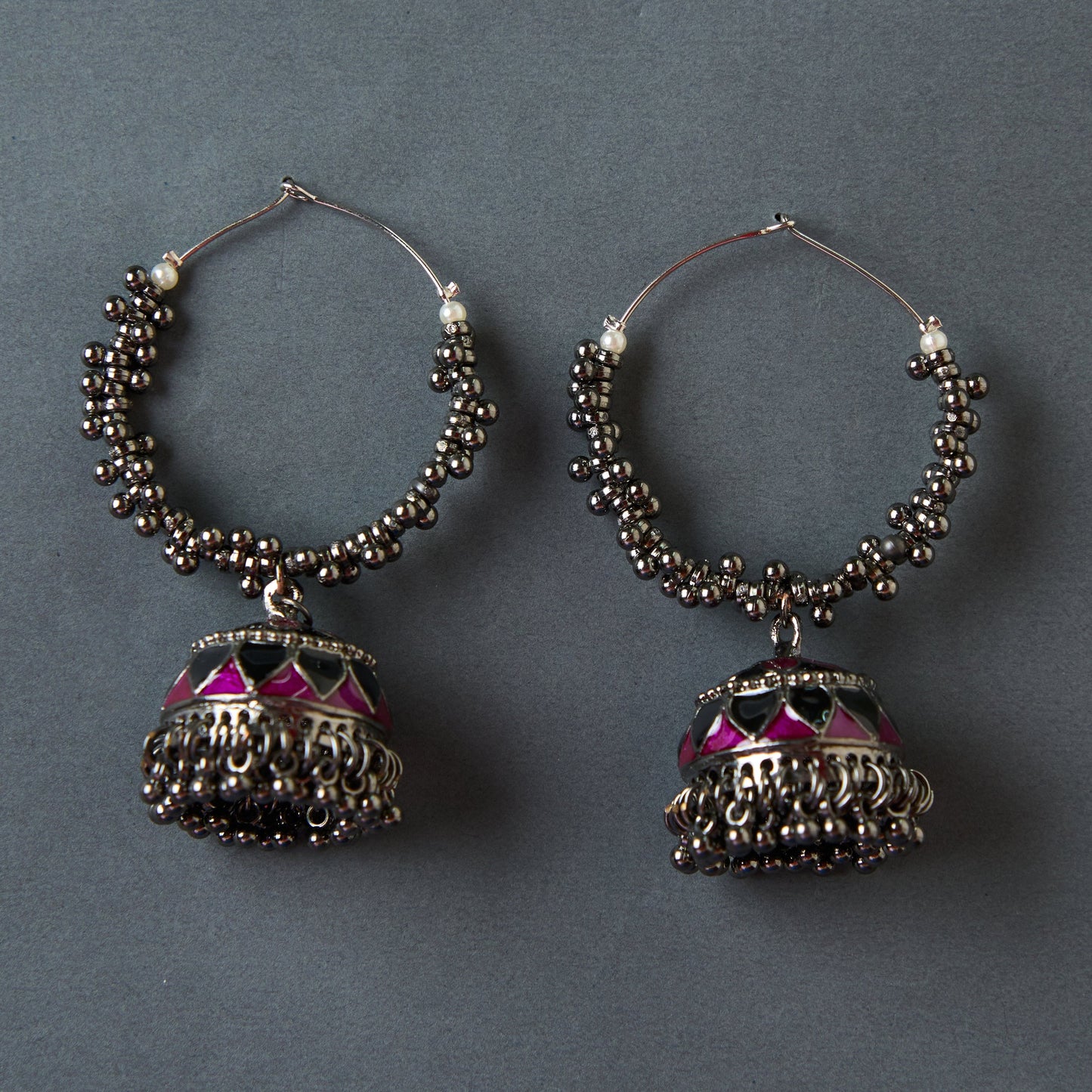 Moonstruck Oxidised Hoops Fashion Earrings For Women (Pink) - www.MoonstruckINC.com