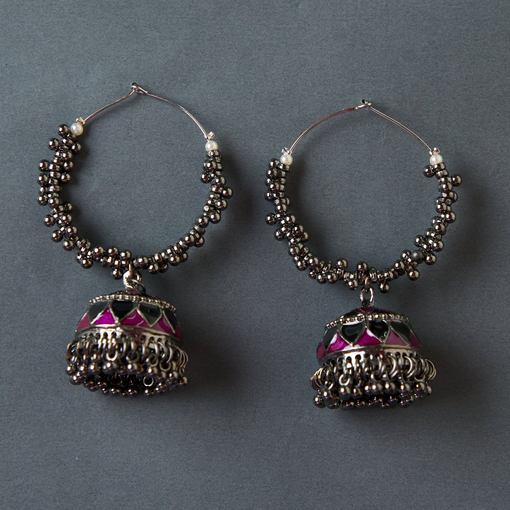 Moonstruck Oxidised Hoops Fashion Earrings For Women (Pink) - www.MoonstruckINC.com