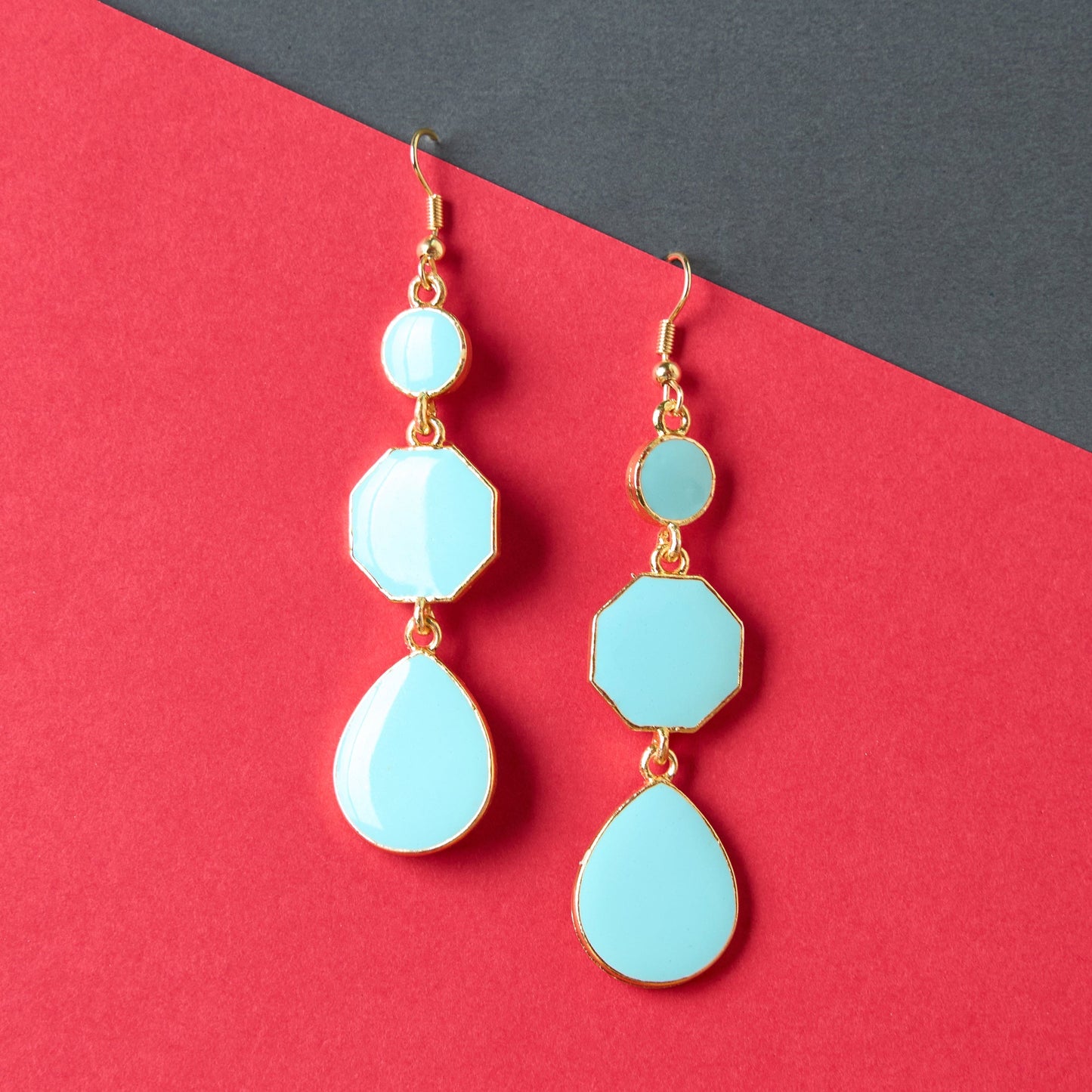 Moonstruck Alloy Metal and Agate Dangle Drop Earrings for Women,Light Aqua - www.MoonstruckINC.com