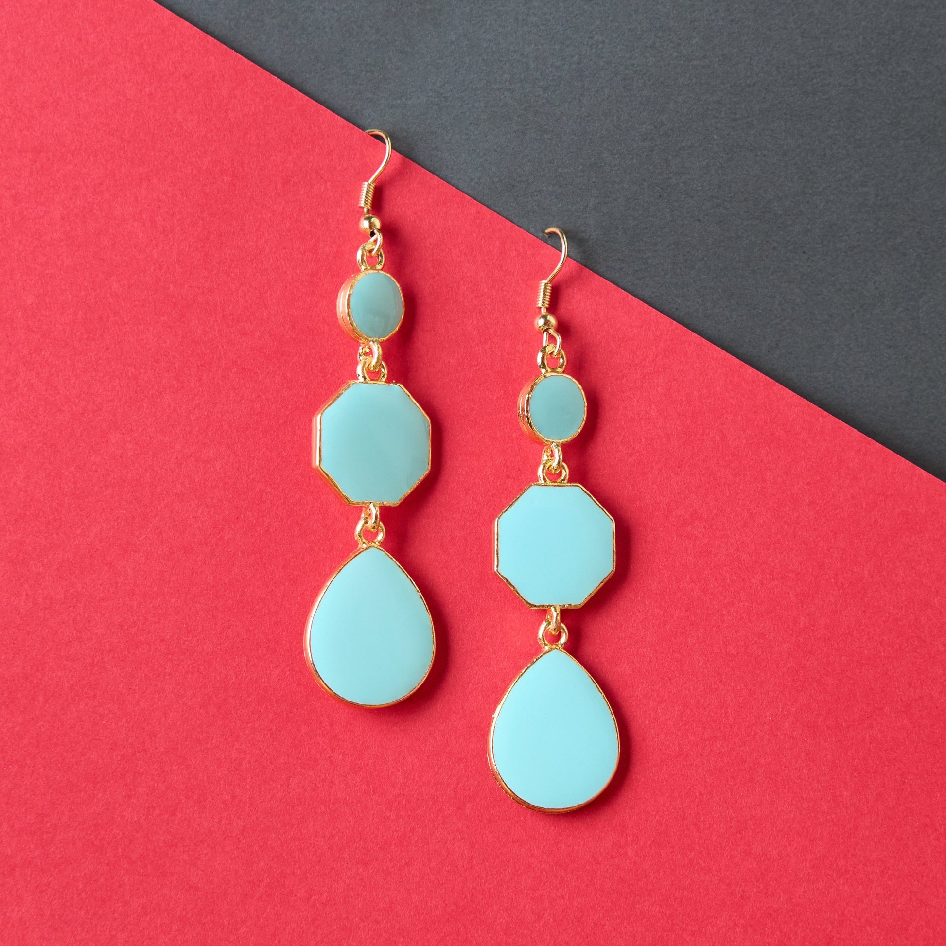 Moonstruck Alloy Metal and Agate Dangle Drop Earrings for Women,Light Aqua - www.MoonstruckINC.com