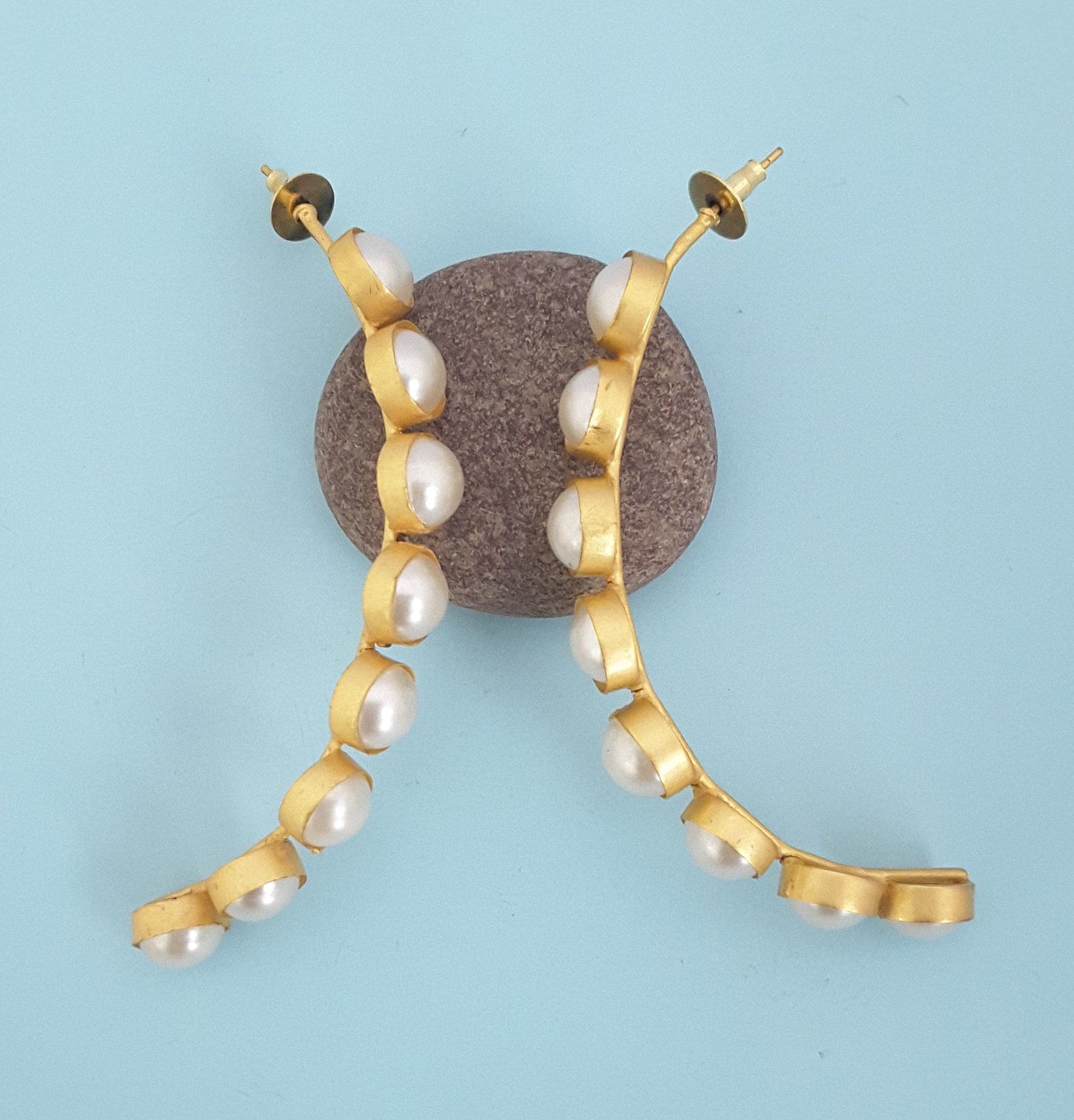 Moonstruck Traditional Gold/Golden Pearl Hoop Earrings for Women - www.MoonstruckINC.com