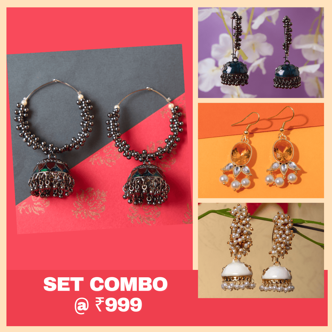 Buy Traditional Earrings Set Combo For Women/Girls Online - Moonstruck Costume Jewellery