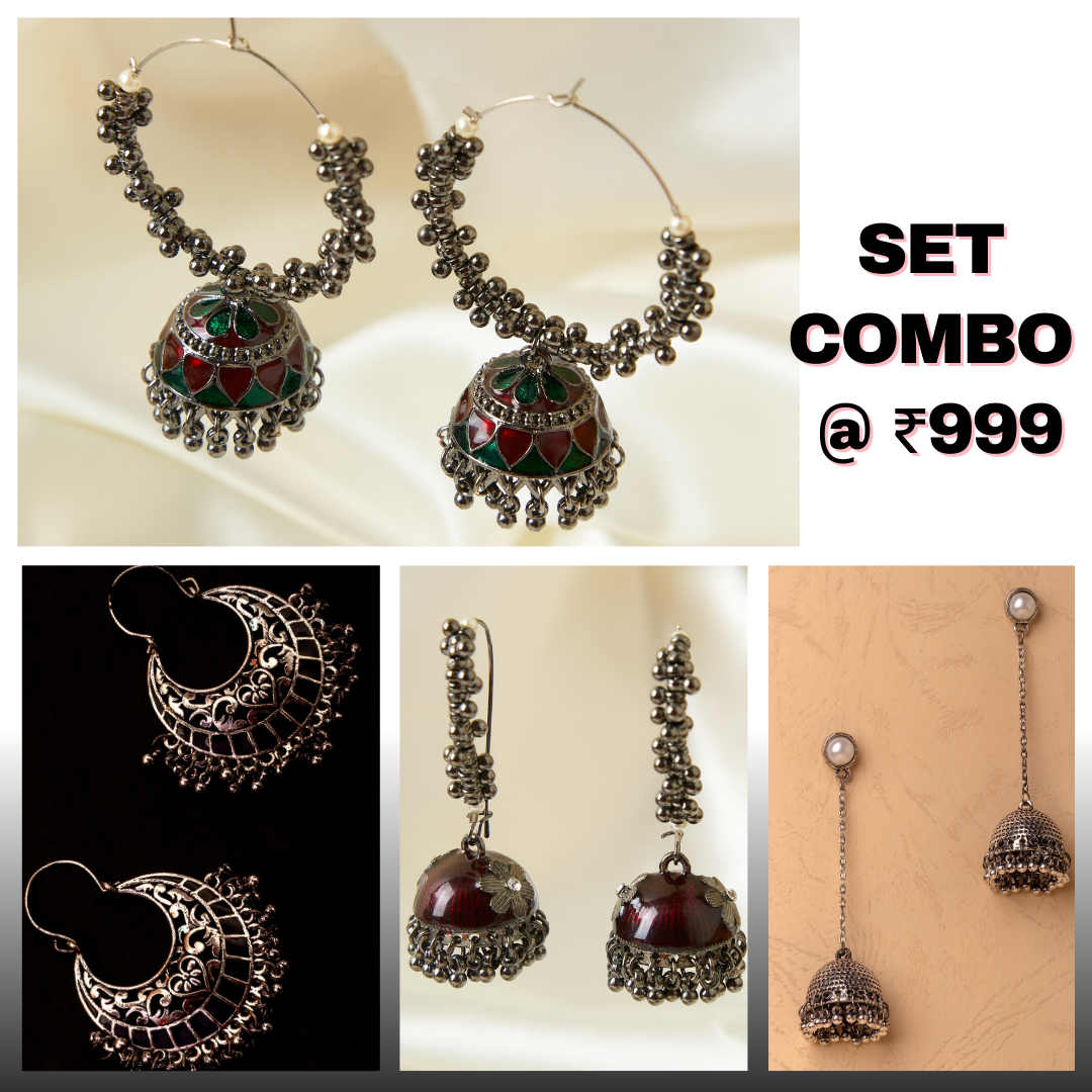 Buy Oxidised Earrings Set Combo For Women/Girls Online - Moonstruck Costume Jewellery