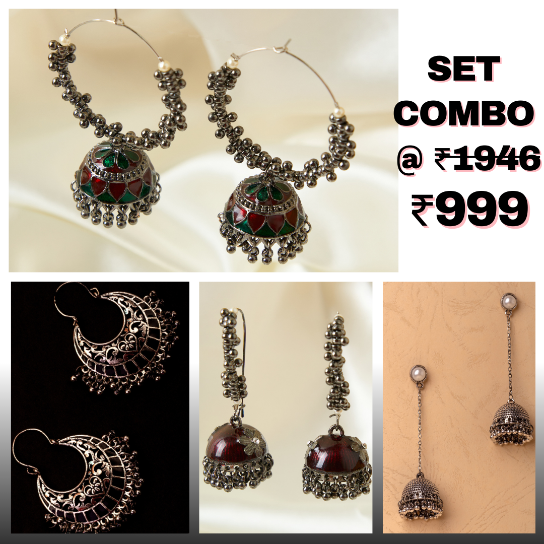 Buy Oxidised Earrings Set Combo For Women/Girls Online - Moonstruck Costume Jewellery