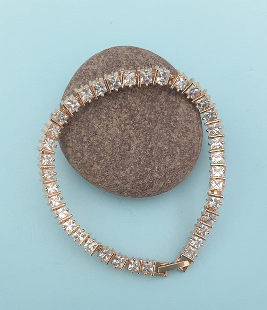 Moonstruck AD Stone American Diamond Studded Tennis Bracelet For Women & Girls (Rose gold) - www.MoonstruckINC.com