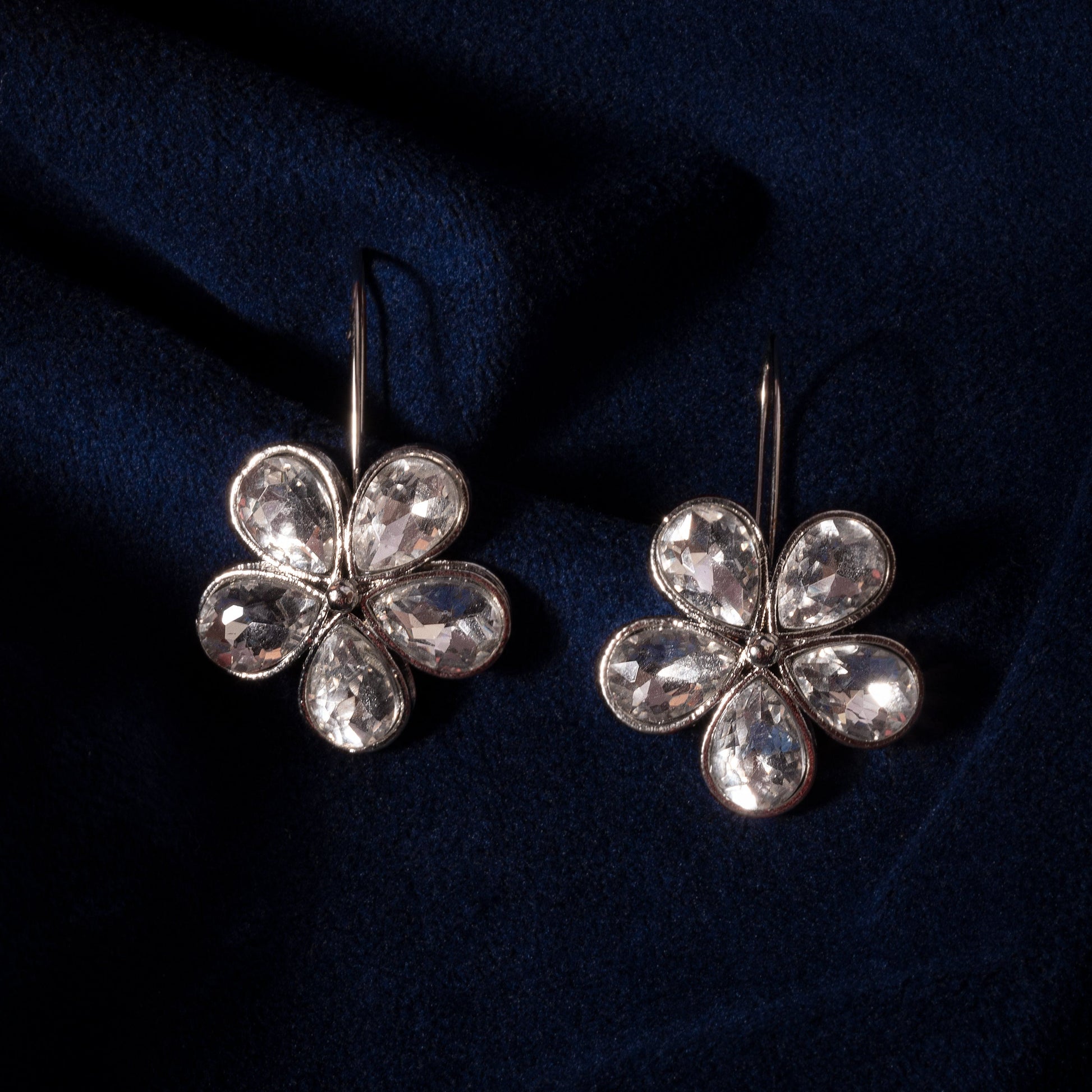 Moonstruck Fashion Jewellery Crystal Stone Flower Hook Alloy Daily Earrings For Women & Girls (White) - www.MoonstruckINC.com