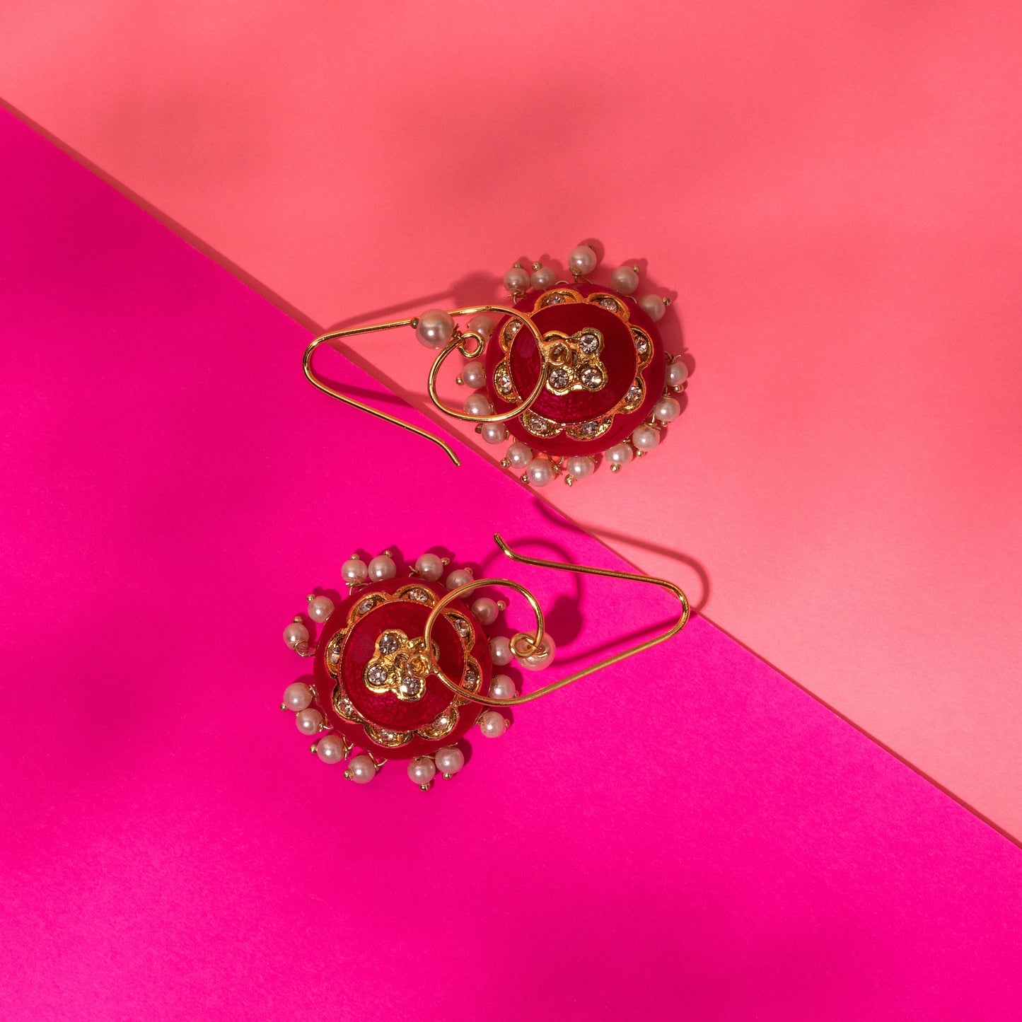 Moonstruck Pearl Pink Drop Dangler Traditional Ethnic Wear Jhumki Earring for Women - www.MoonstruckINC.com