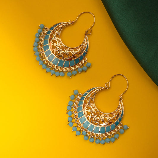 Moonstruck Traditional Indian Chandbali Hoop Earrings for Women (Green) - www.MoonstruckINC.com