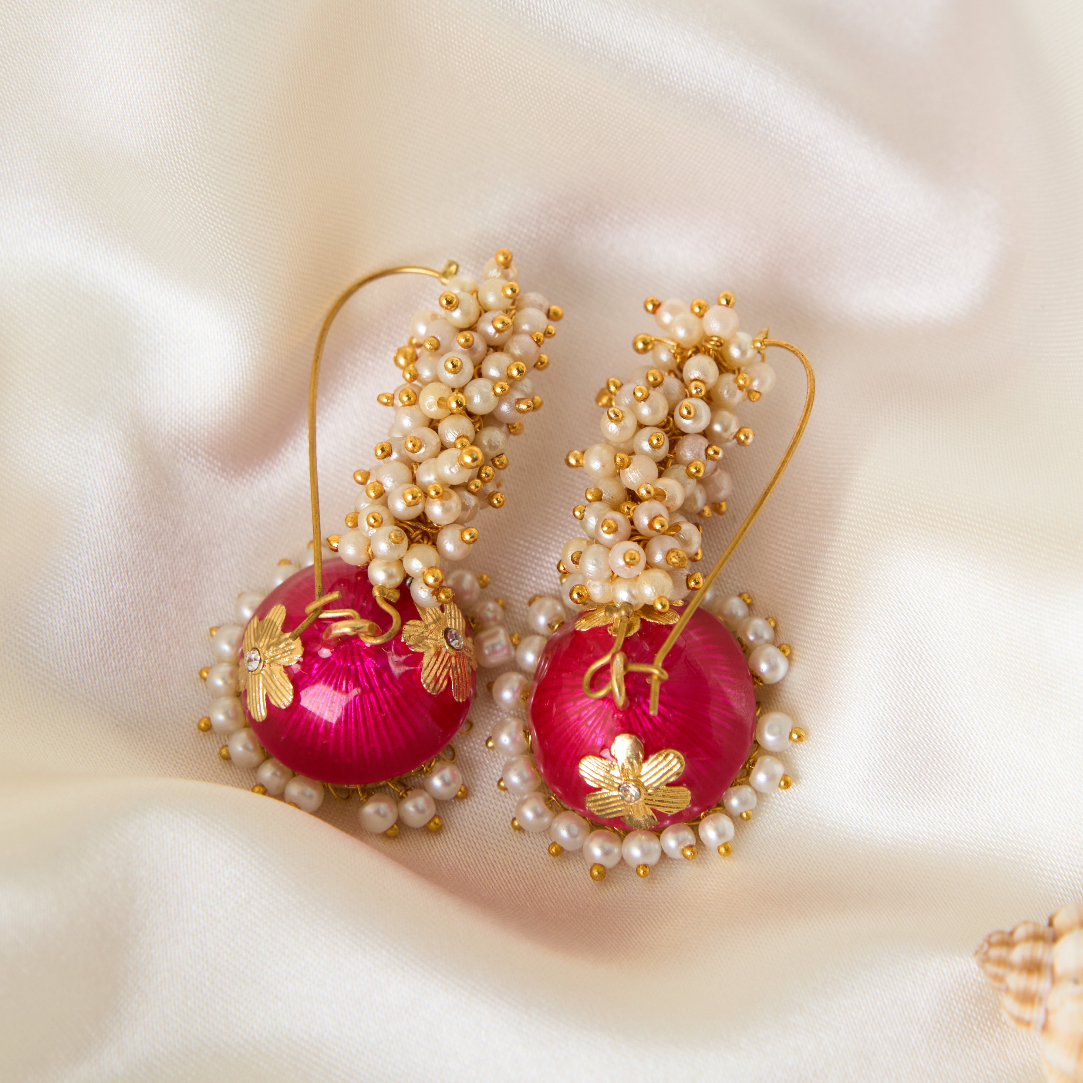 Earrings Layered Tassel Drop Pink Fushia Coral, Silver color Stud,Chic –  Urban Flair USA