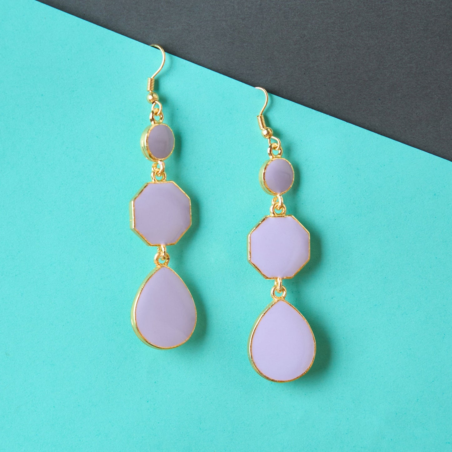 Moonstruck Alloy Metal and Agate Dangle Drop Earrings for Women, Lavender - www.MoonstruckINC.com