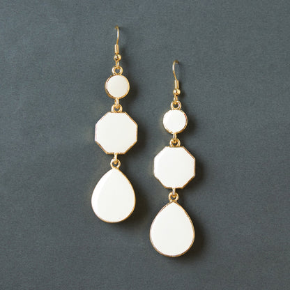 Moonstruck Alloy Metal and Agate Dangle Drop Earrings for Women,White - www.MoonstruckINC.com