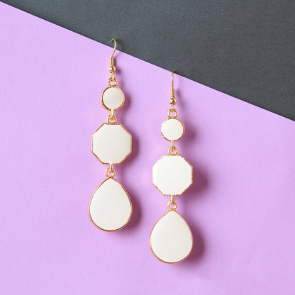 Moonstruck Alloy Metal and Agate Dangle Drop Earrings for Women,White - www.MoonstruckINC.com