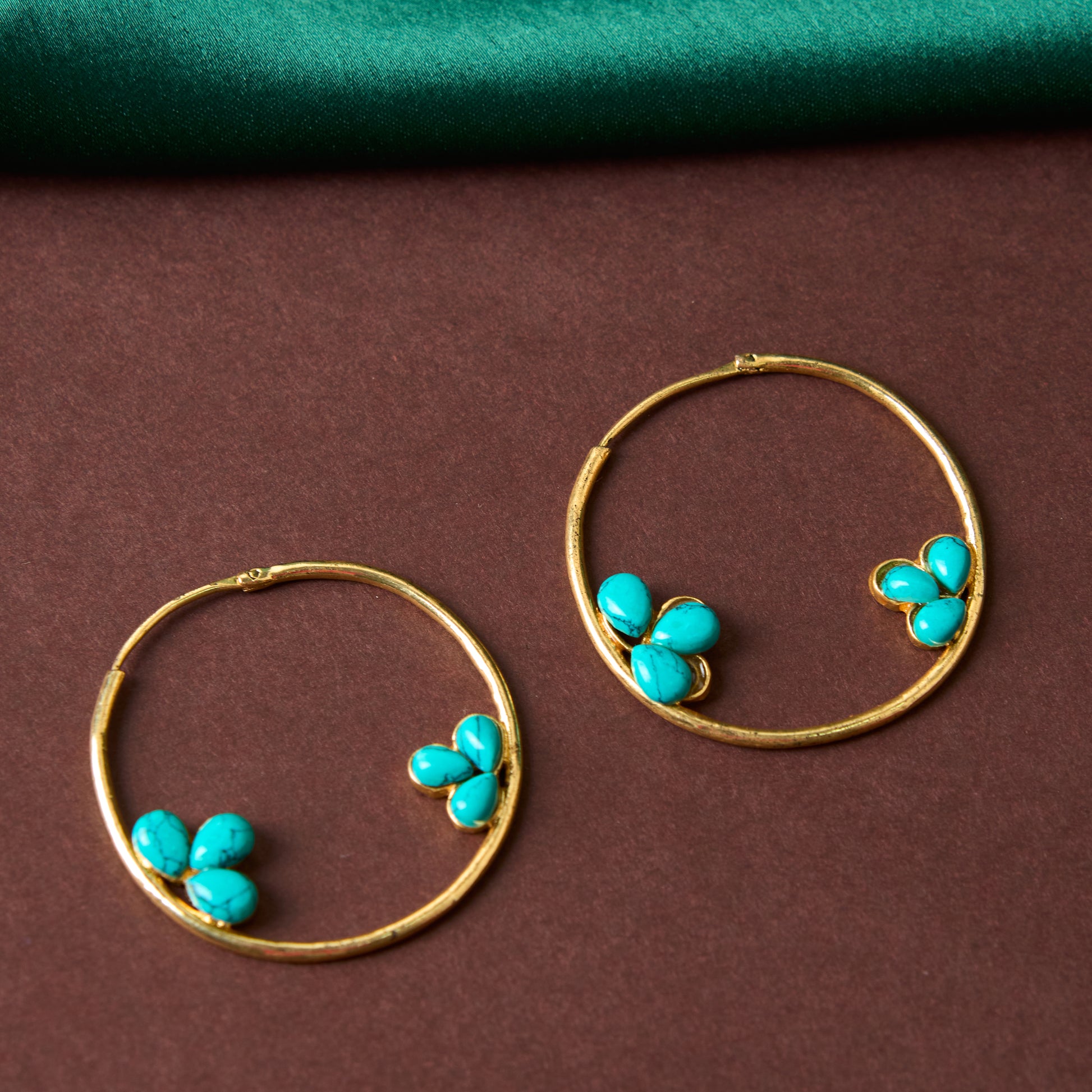 Moonstruck Indo-western Hoop Earrings for Women (Turquoise) - www.MoonstruckINC.com