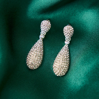 Moonstruck Diamond Dangle Drop Earrings for Girls Stylish (Silver) - www.MoonstruckINC.com