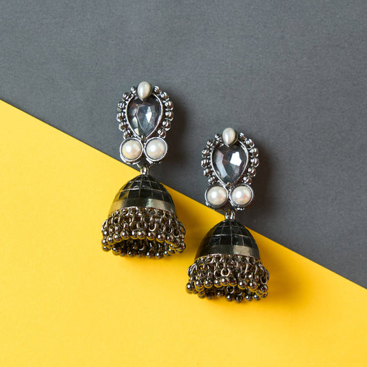 Moonstruck Oxidised Jhumkis Drop & Dangler Earring for Women Traditional(Black) - www.MoonstruckINC.com