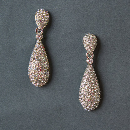 Moonstruck Diamond Dangle Drop Earrings for Girls Stylish (Silver) - www.MoonstruckINC.com