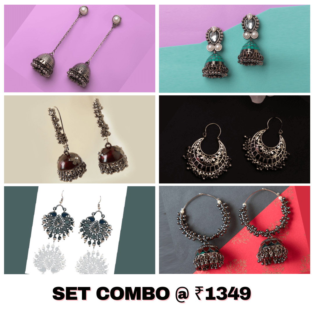 Buy Oxidised Earrings Set Combo For Women/Girls Online - Moonstruck Costume Jewellery