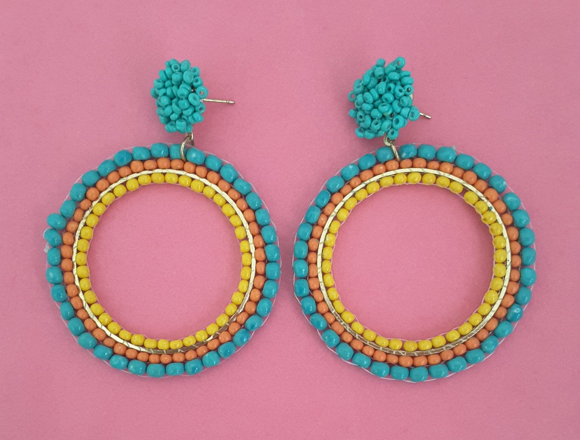 Moonstruck Round Beaded Dangle Earrings for Women (Multicolored) - www.MoonstruckINC.com