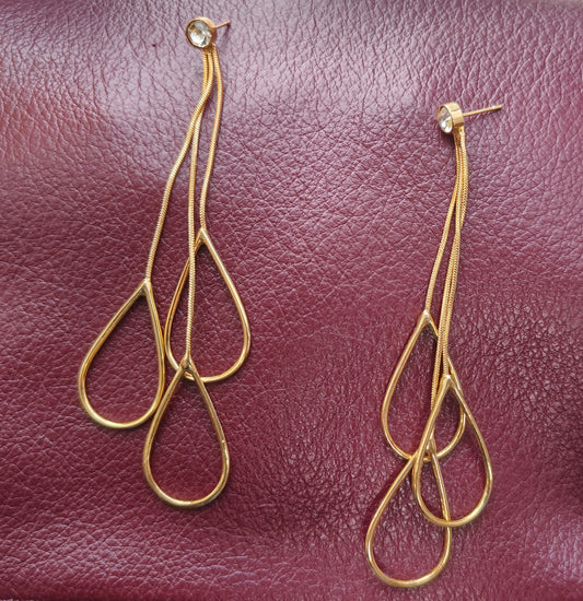 Moonstruck Fashion Jewellery Elegant Gold Teardrop Dangle Earrings for Women - Chic Drop Jewelry for Party, Wedding, Evening Wear, Statement Accessories
