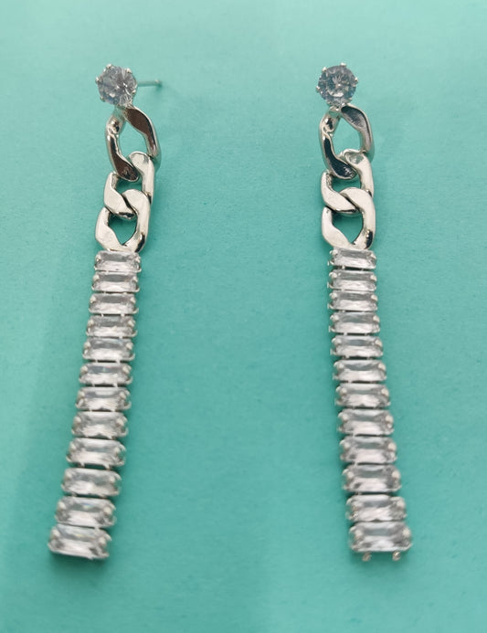 Moonstruck Fashion Jewellery Crystal Silver Dangle Earrings for Women - Statement Jewelry for Party, Wedding, Evening Wear, Elegant Design