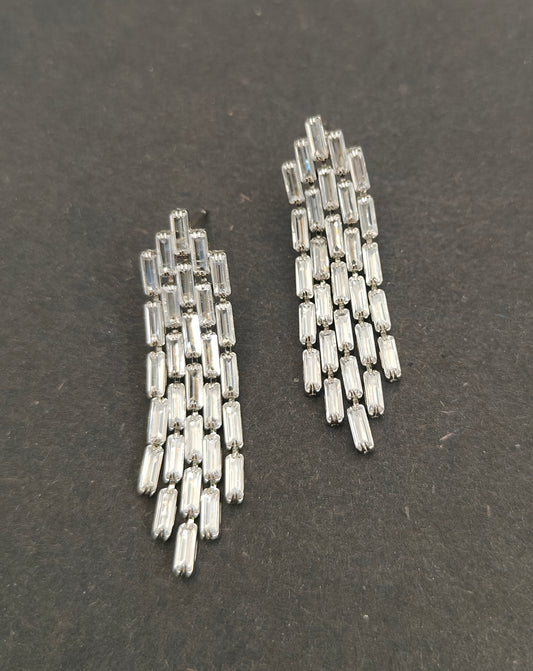 Moonstruck Fashion Jewellery Crystal Silver Chandelier Earrings for Women - Statement Jewelry for Party, Wedding, Evening Wear, Elegant Design