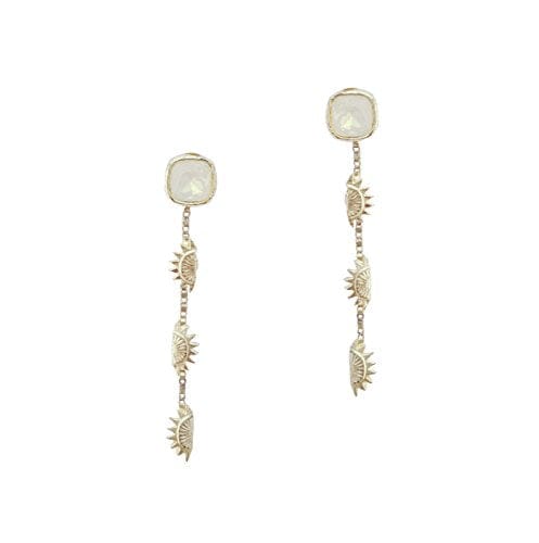 Moonstruck Gold Chain Dangle Earrings (White Opal) - www.MoonstruckINC.com