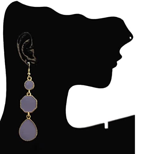 Moonstruck Alloy Metal and Agate Dangle Drop Earrings for Women, Lavender - www.MoonstruckINC.com
