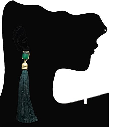 Moonstruck Thread Long Tassel Earring for Women & Girls (Emerald Green) - www.MoonstruckINC.com