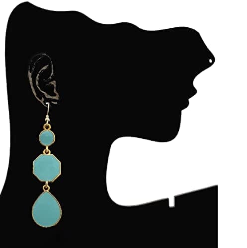 Moonstruck Alloy Metal and Agate Dangle Drop Earrings for Women,Light Aqua - www.MoonstruckINC.com