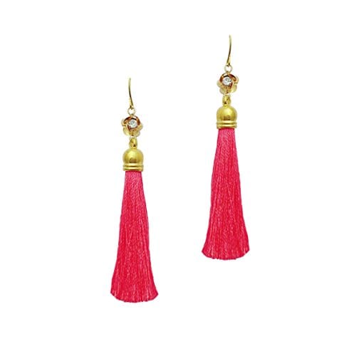 Moonstruck Gold Plated Thread Long Tassel Earring for Women & Girls (Hot Pink) - www.MoonstruckINC.com