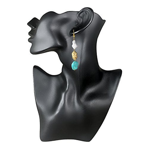 Moonstruck Pearl and Turqoise Buddha Earrings for Women - www.MoonstruckINC.com