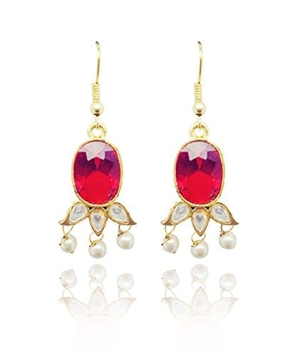 Moonstruck Pearl Drop Dangler Earring For Women Girls (Red) - www.MoonstruckINC.com