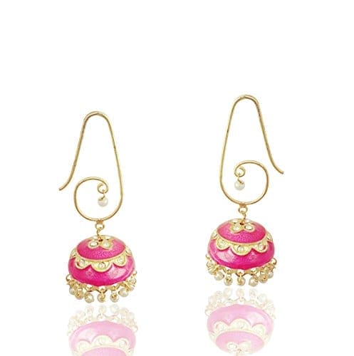 Moonstruck Pearl Pink Drop Dangler Traditional Ethnic Wear Jhumki Earring for Women - www.MoonstruckINC.com