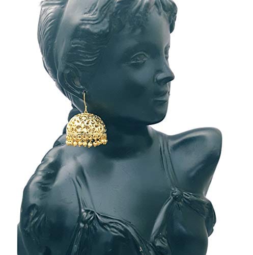 Moonstruck Golden Filigree Jhumka Earring for Women Traditional(Gold) - www.MoonstruckINC.com