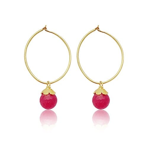 Moonstruck Gold Plated Hoop Earrings for Women (Pink) - www.MoonstruckINC.com